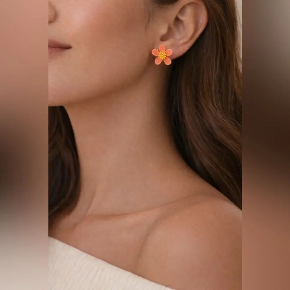 Orange Flower Earrings A1318